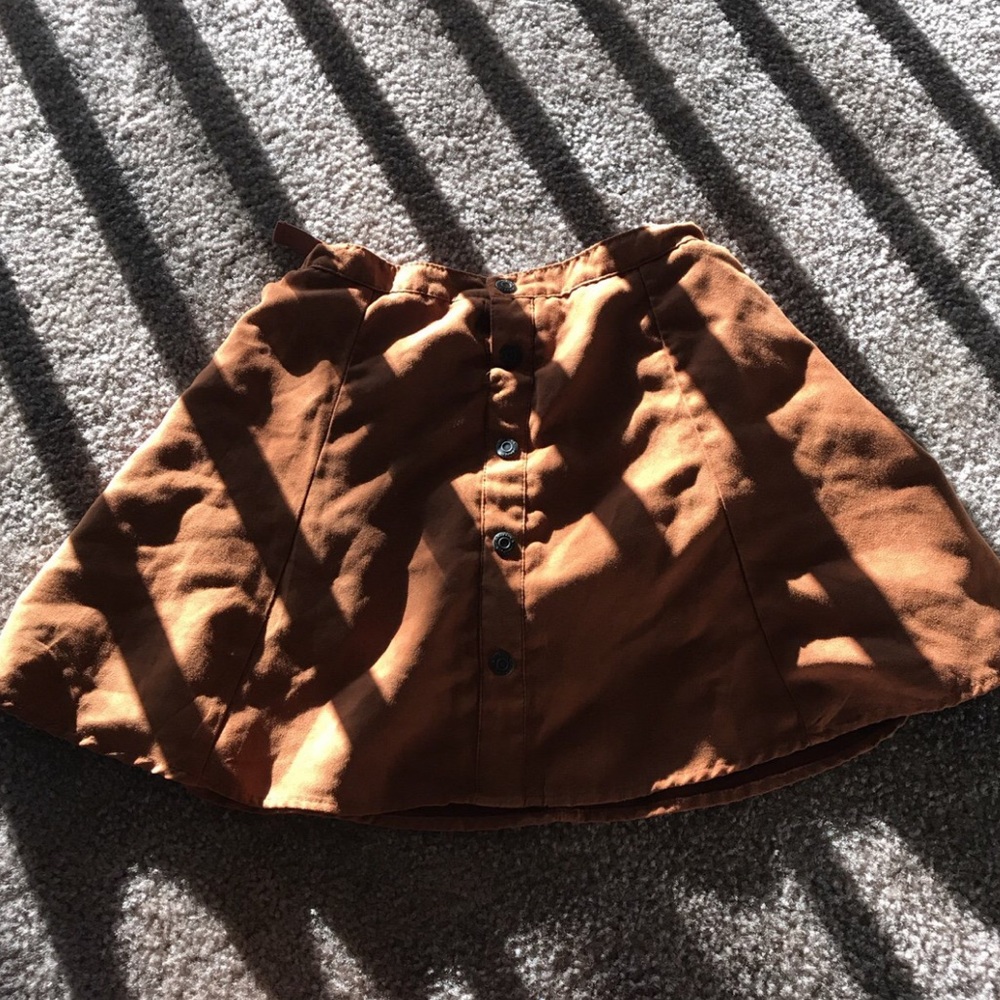 Suede brown/burnt orange skater skirt!